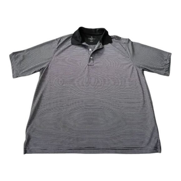 Large Men's Palm Beach Golf Polo - Black & White Striped, Classic Outdoor Style - Picture 1 of 4